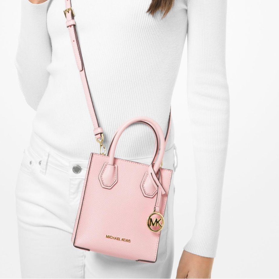 Mk Mercer Xs Pebbled Leather Crossbody Bag In Baby Pink.